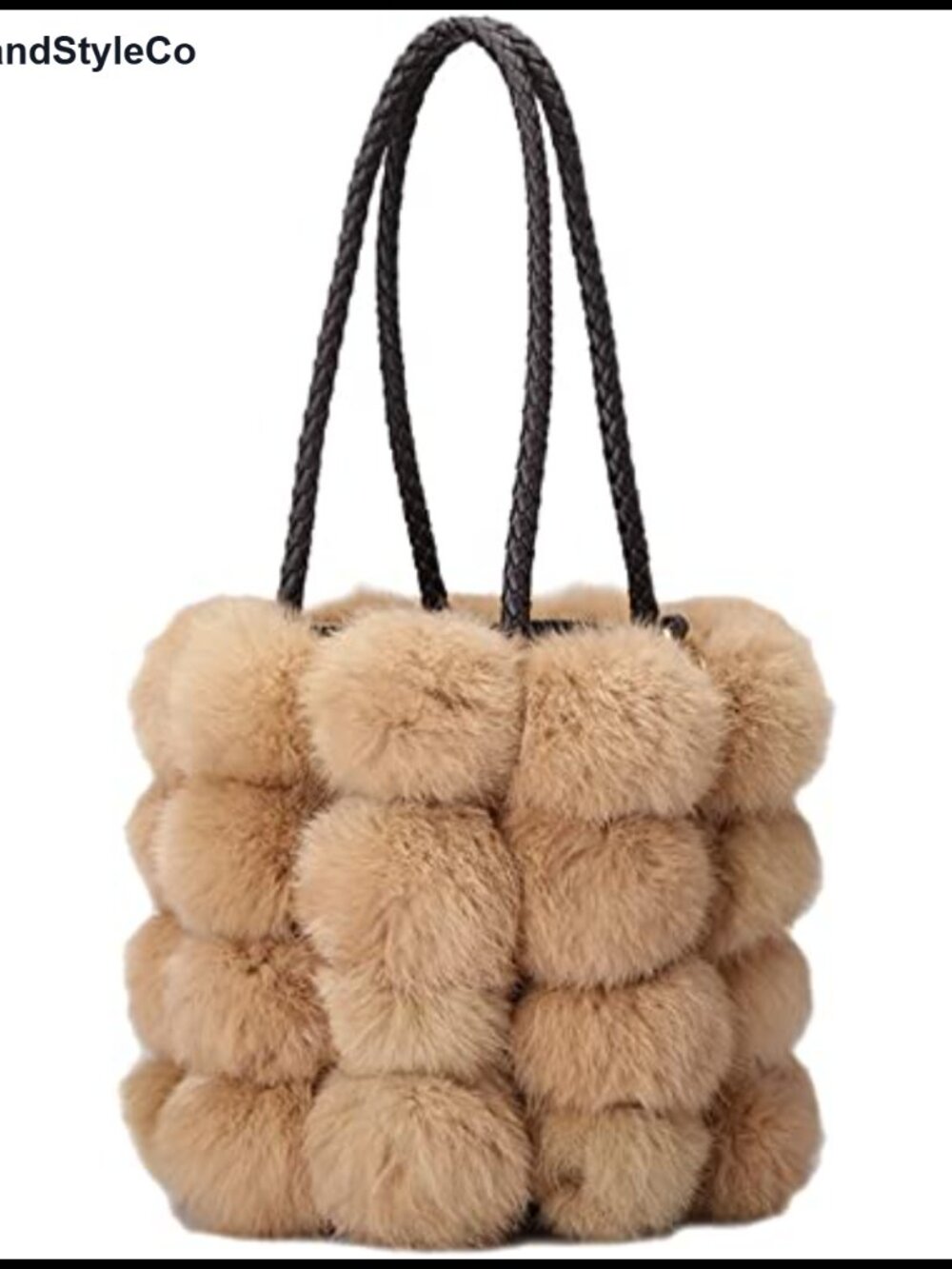 Faux Fur Plush Bucket Bag Drawstring Crossbody Shoulder Tote Handbag